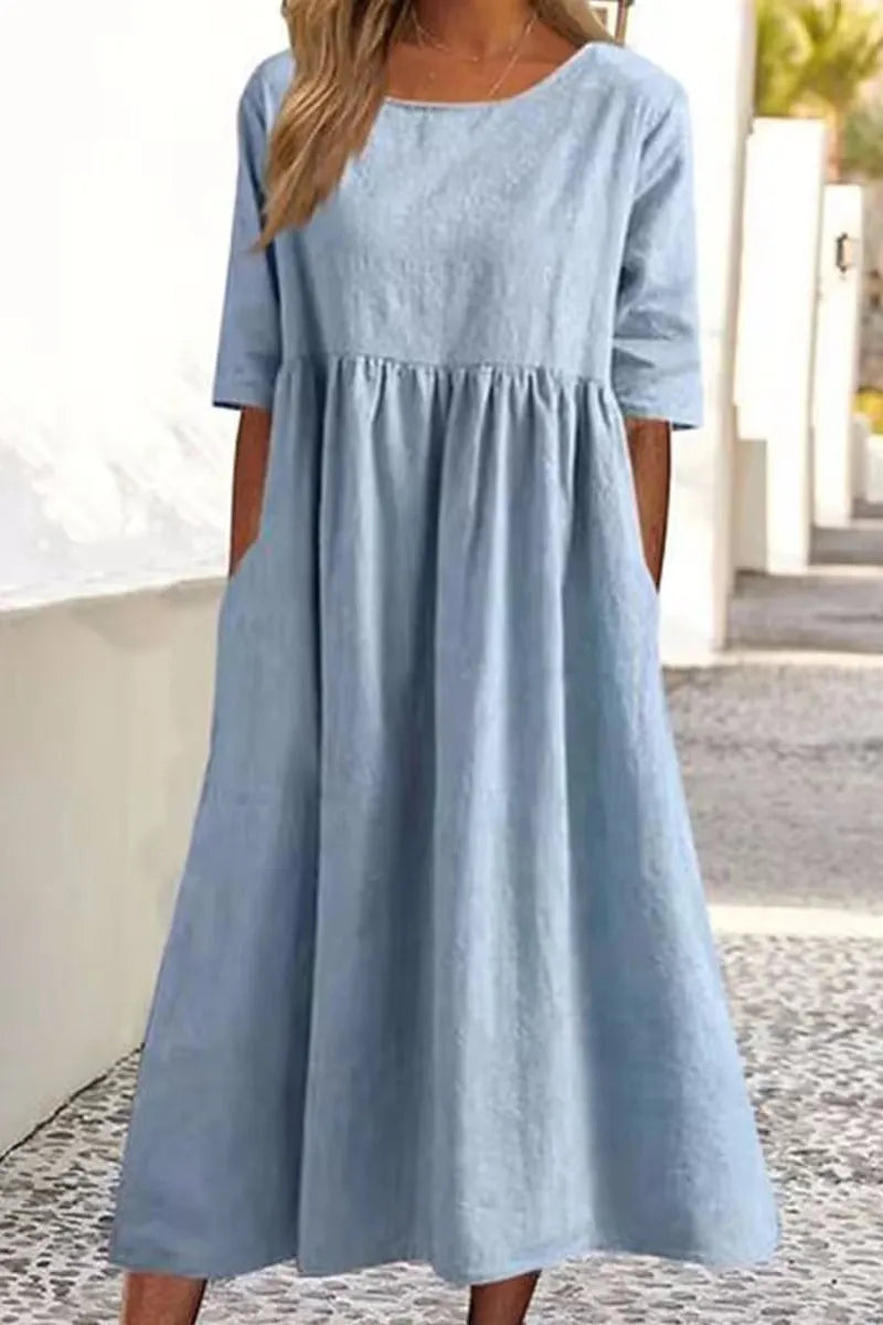 Cynthia|Casual Simplicity Solid Pocket O Neck A Line Dresses Engagement unclassified dresses