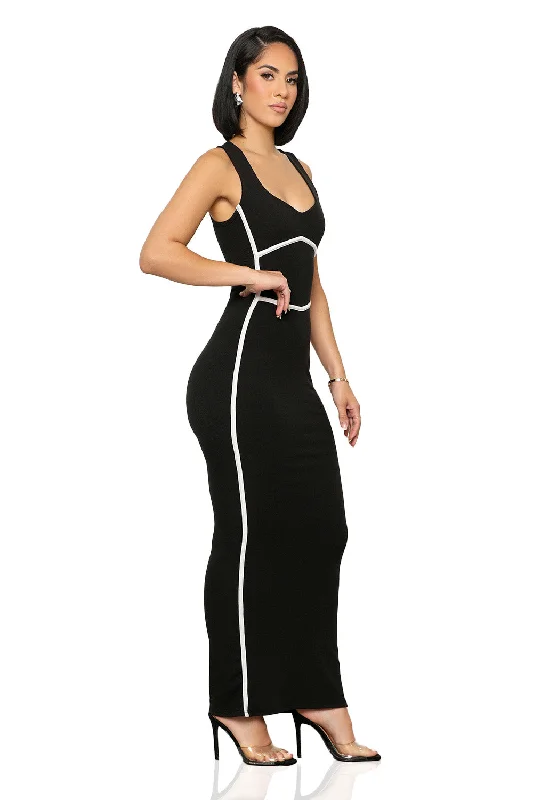 Draw The Line Ribbed Dress (Black) Luxury unclassified dresses