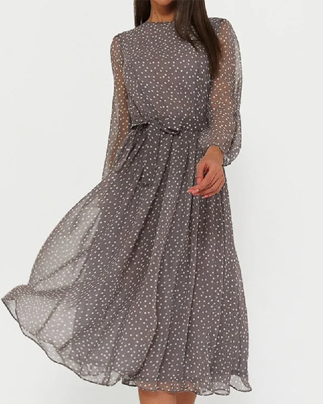 Drusilla | Elegant dress with polka dots Long sleeve unclassified dresses