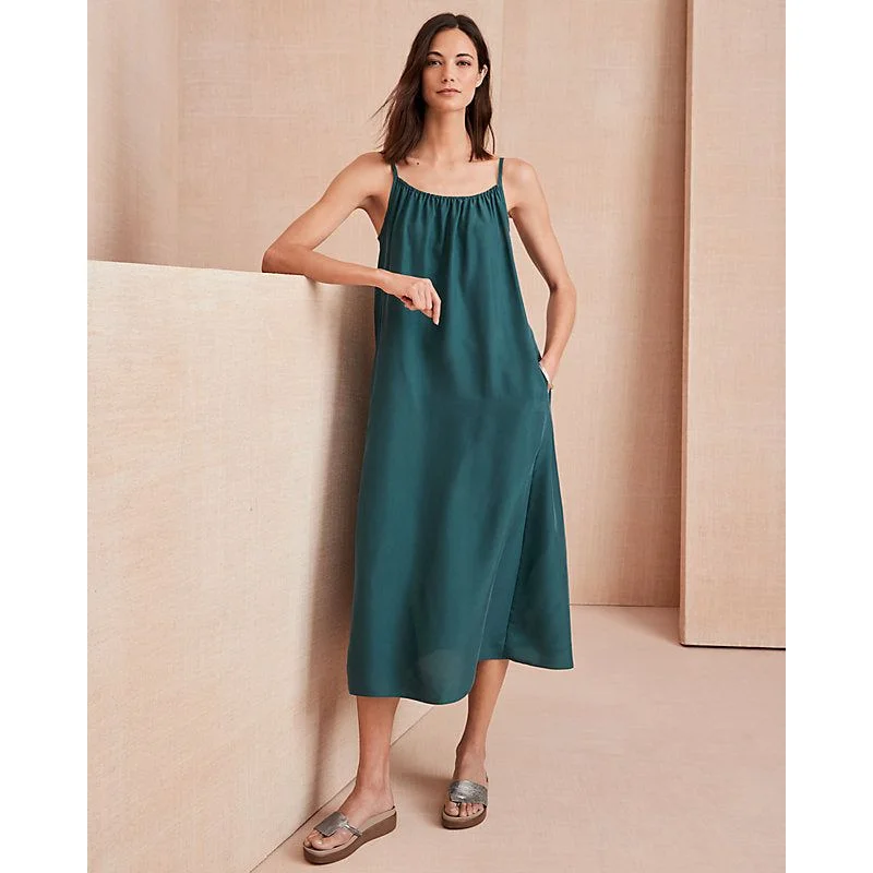 Eileen Fisher Washed Silk Cami Dress in Aegean Stretchy unclassified dresses