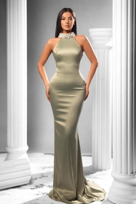 Fabulous halter Sleeveless Mermaid prom Dress Beadings Holiday unclassified dresses