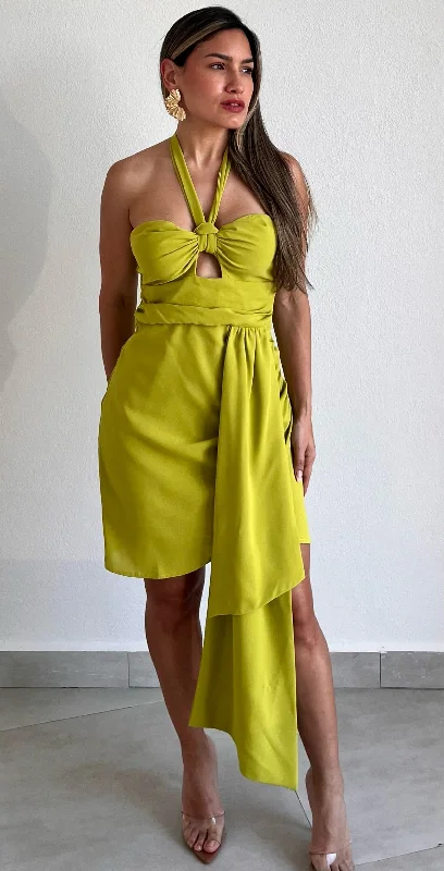 Favorite Fine Lime Halter Dress Long unclassified dresses