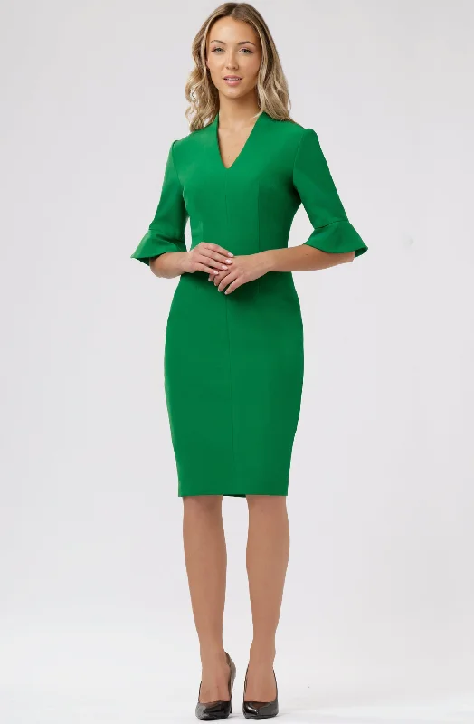 Fitted Dress with 3/4 flounce sleeve Open-back unclassified dresses