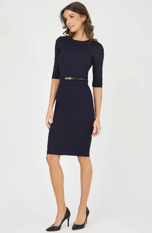 Fitted Dress with belt Monochrome unclassified dresses