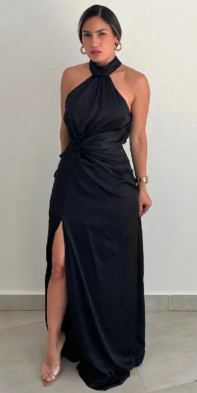 Glamorous Disposition Black Satin Formal Dress Chic unclassified dresses