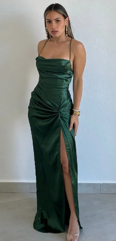 Grand Beauty Emerald Satin Formal Dress Denim unclassified dresses