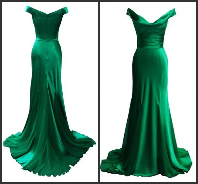 Green Elegant Simple Modest Evening Dresses Winter unclassified dresses