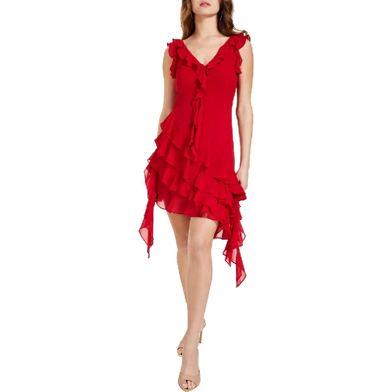 Guess Womens Mila Chiffon Ruffled Shift Dress Fall unclassified dresses