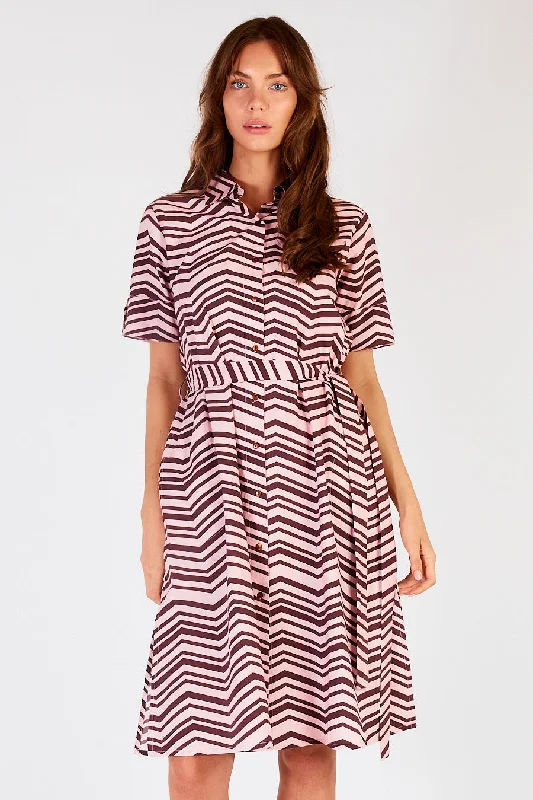 Itami Waylon S/S Dress ZigZag Pink Vacation unclassified dresses