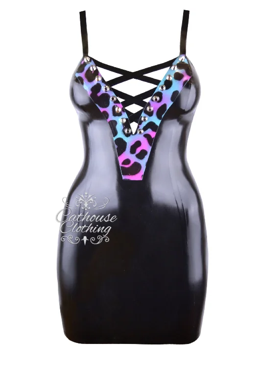 Latex cheetah mercury dress Office unclassified dresses