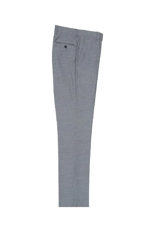 Light Gray Flat Front Slim Fit Wool Dress Pant Preppy unclassified dresses