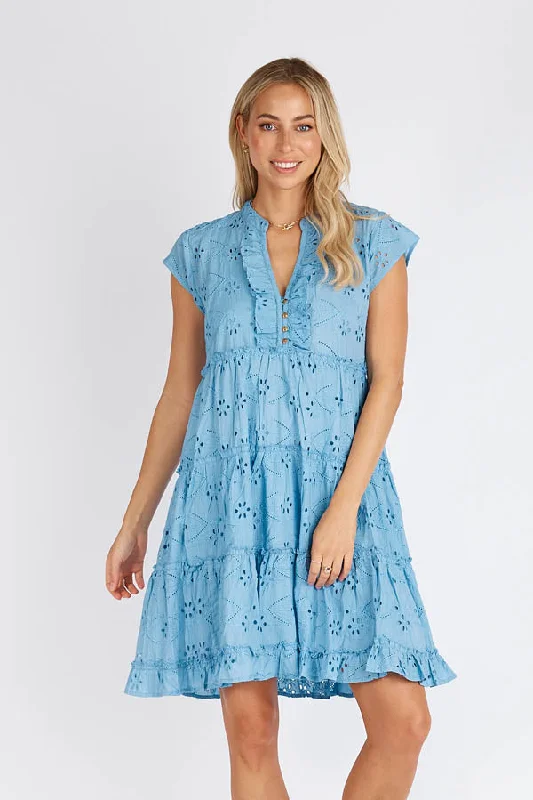 Lulalife Finley Tiered Dress Sky Casual chic unclassified dresses