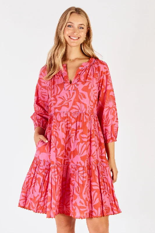 Lulalife Laiken Dress Melon Bold pattern unclassified dresses