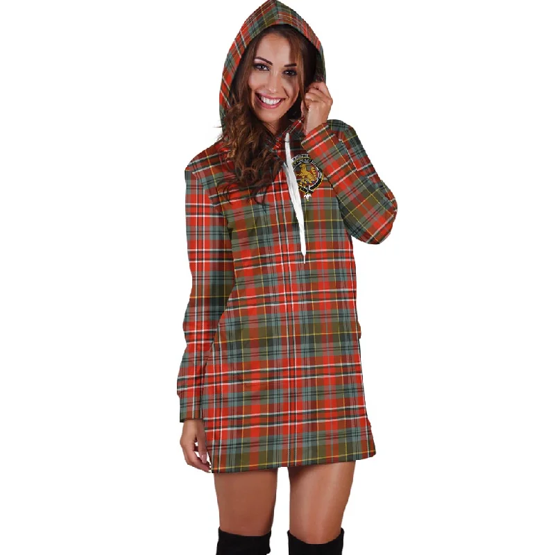 MacPherson Weathered Tartan Hoodie Dress with Family Crest Minimalist unclassified dresses