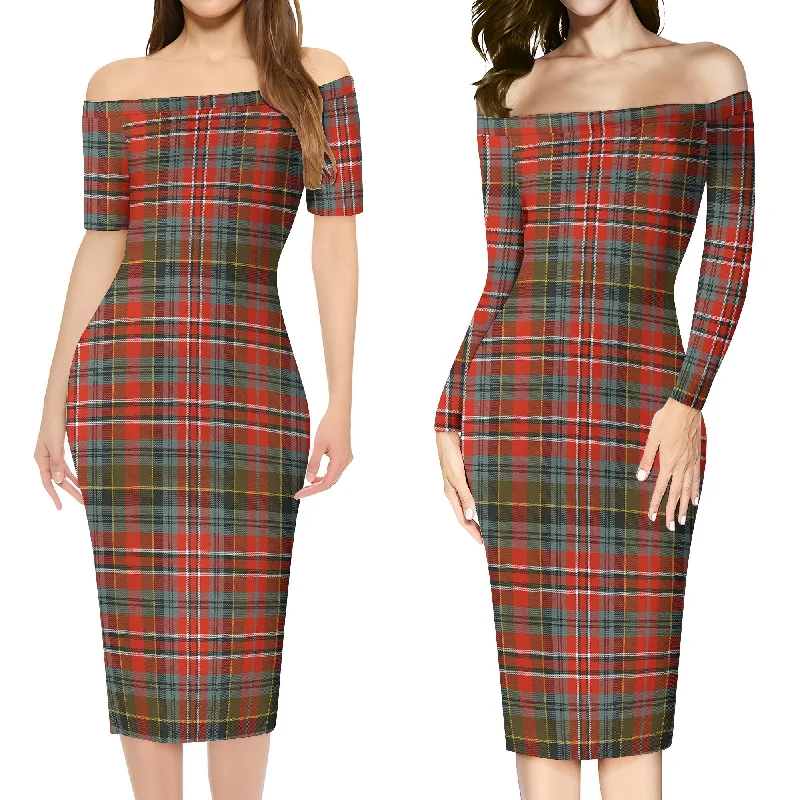 MacPherson Weathered Tartan Off Shoulder Lady Dress Preppy unclassified dresses