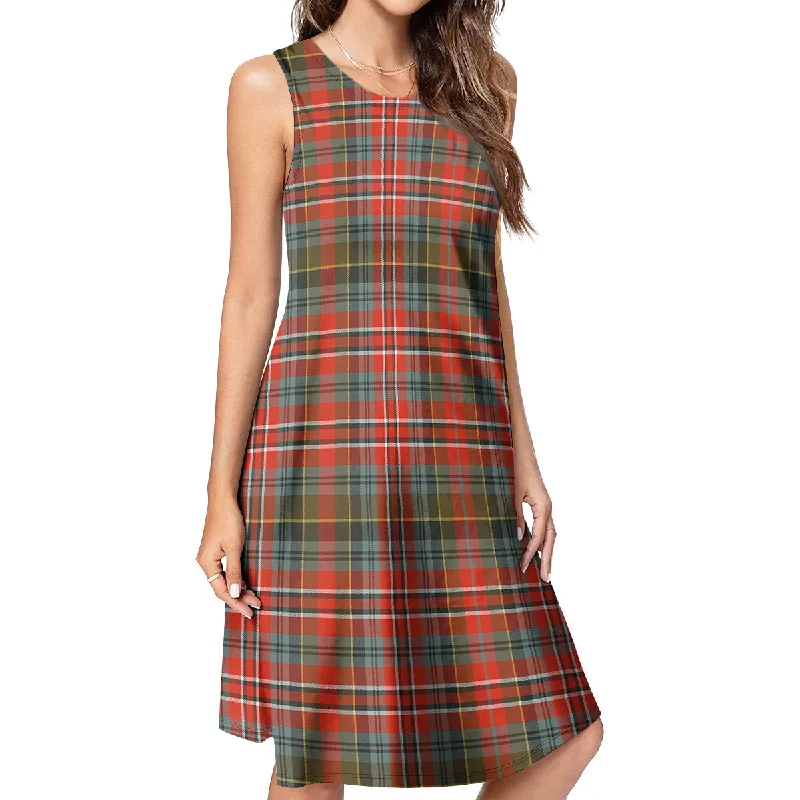 MacPherson Weathered Tartan Womens Casual Dresses Satin unclassified dresses