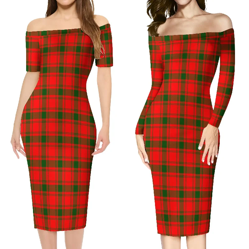 MacQuarrie Modern Tartan Off Shoulder Lady Dress Polka dot unclassified dresses