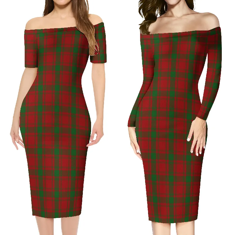 MacQuarrie (McQuarrie) Tartan Off Shoulder Lady Dress Mesh unclassified dresses