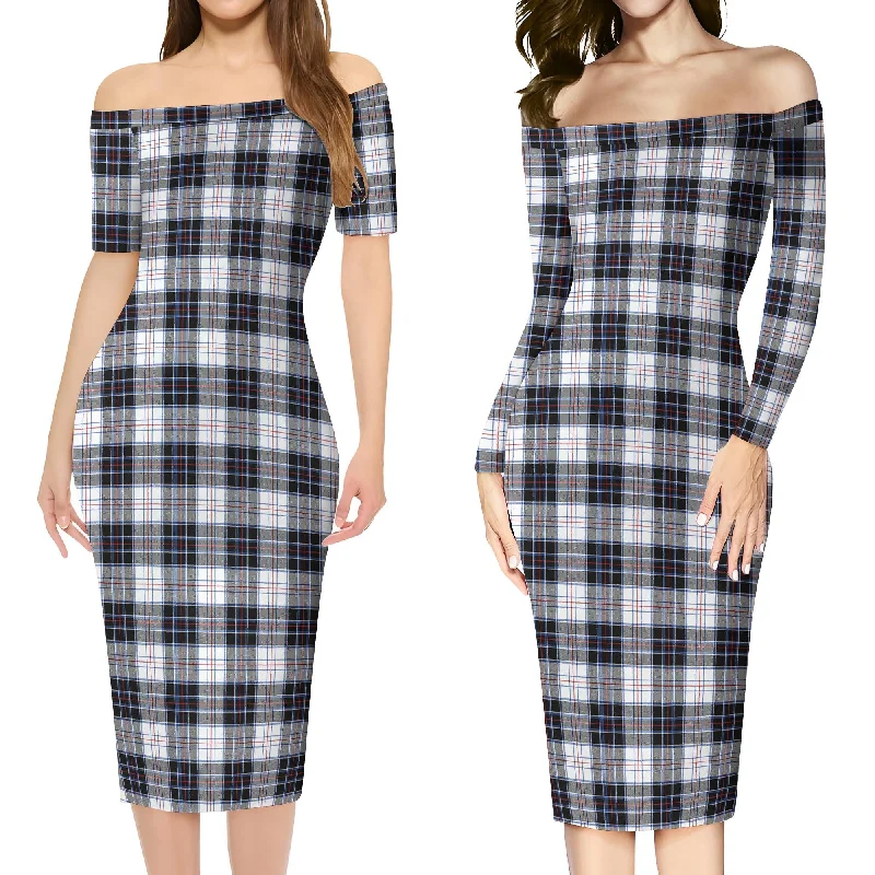 MacRae Dress Modern Tartan Off Shoulder Lady Dress Dark color unclassified dresses