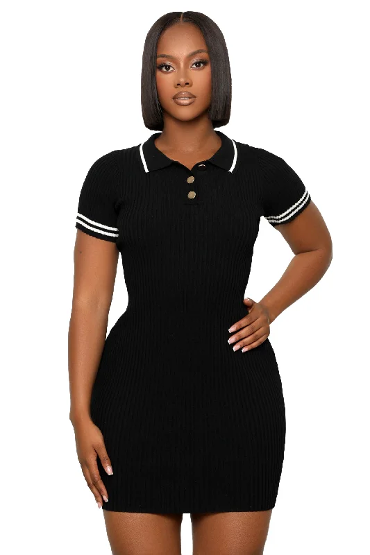 Match Made Collared Dress (Black)-FINAL SALE A-line unclassified dresses