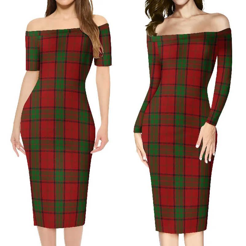 Maxwell Tartan Off Shoulder Lady Dress Mesh unclassified dresses