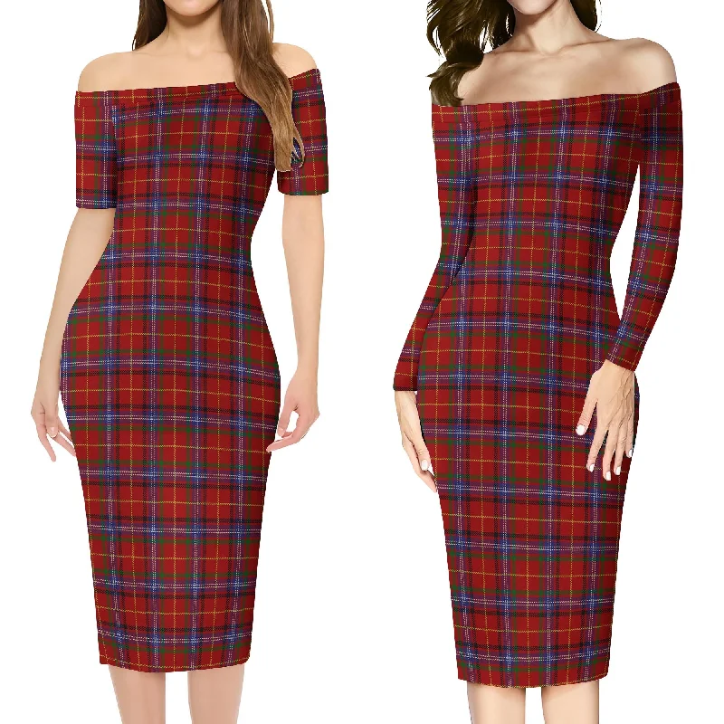 Maynard Tartan Off Shoulder Lady Dress Stretchy unclassified dresses