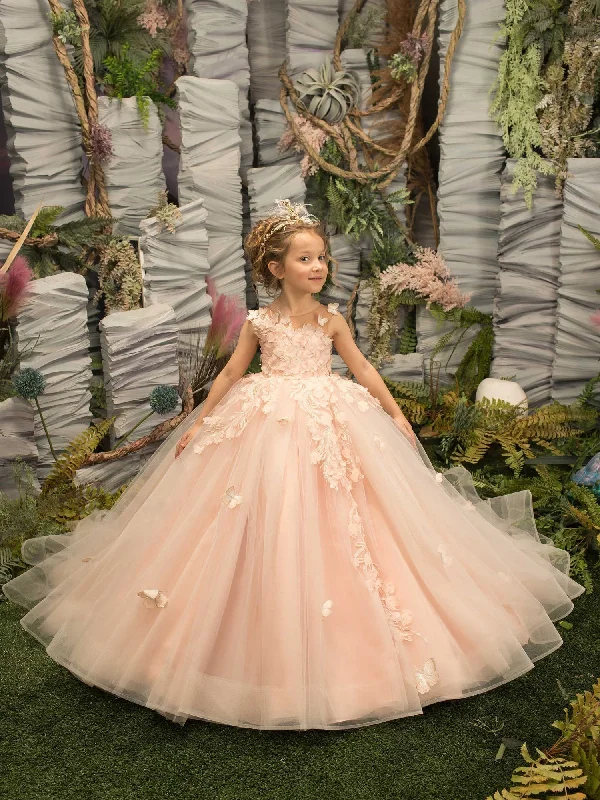 Modest Sleeveless Ball Gown Flower Girls Dress With Appliques Off-shoulder unclassified dresses