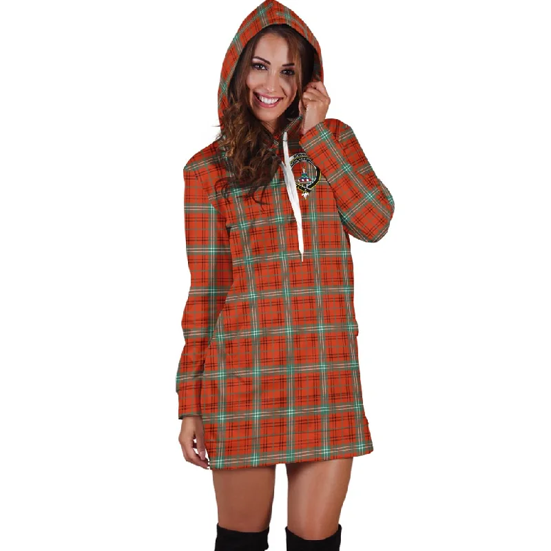 Morrison Red Ancient Tartan Hoodie Dress with Family Crest Monochrome unclassified dresses