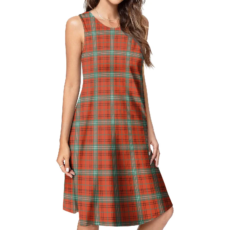 Morrison Red Ancient Tartan Womens Casual Dresses Office unclassified dresses