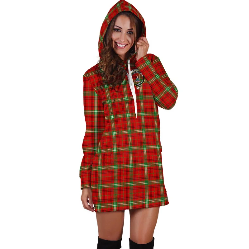 Morrison Red Modern Tartan Hoodie Dress with Family Crest Trendy unclassified dresses