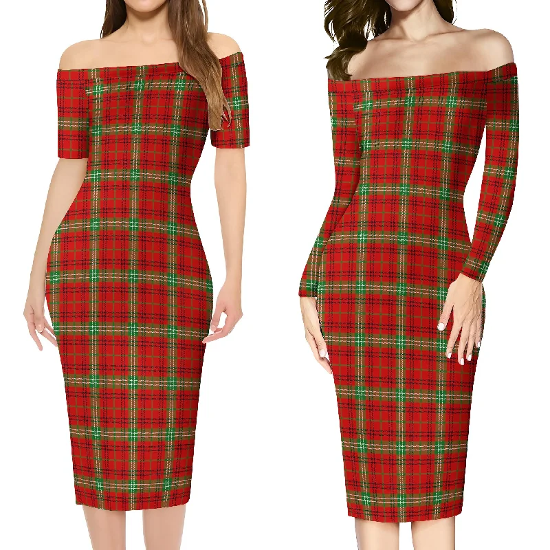 Morrison Red Modern Tartan Off Shoulder Lady Dress Designer unclassified dresses