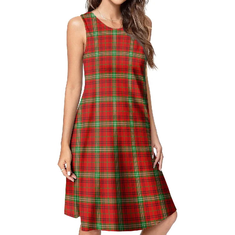 Morrison Red Modern Tartan Womens Casual Dresses Polka dot unclassified dresses