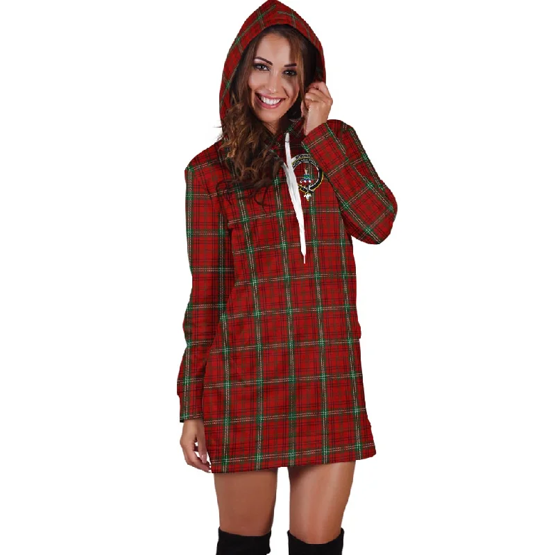 Morrison Red Tartan Hoodie Dress with Family Crest Neutral tone unclassified dresses