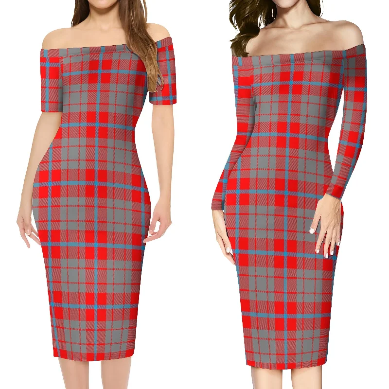 Moubray Tartan Off Shoulder Lady Dress Embroidered unclassified dresses