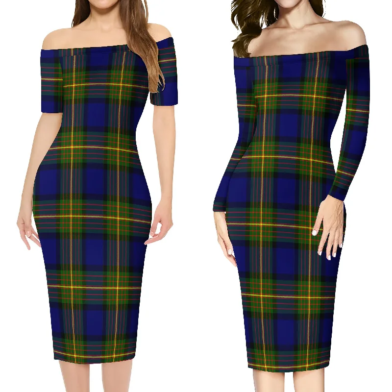 Muir Tartan Off Shoulder Lady Dress Sexy unclassified dresses