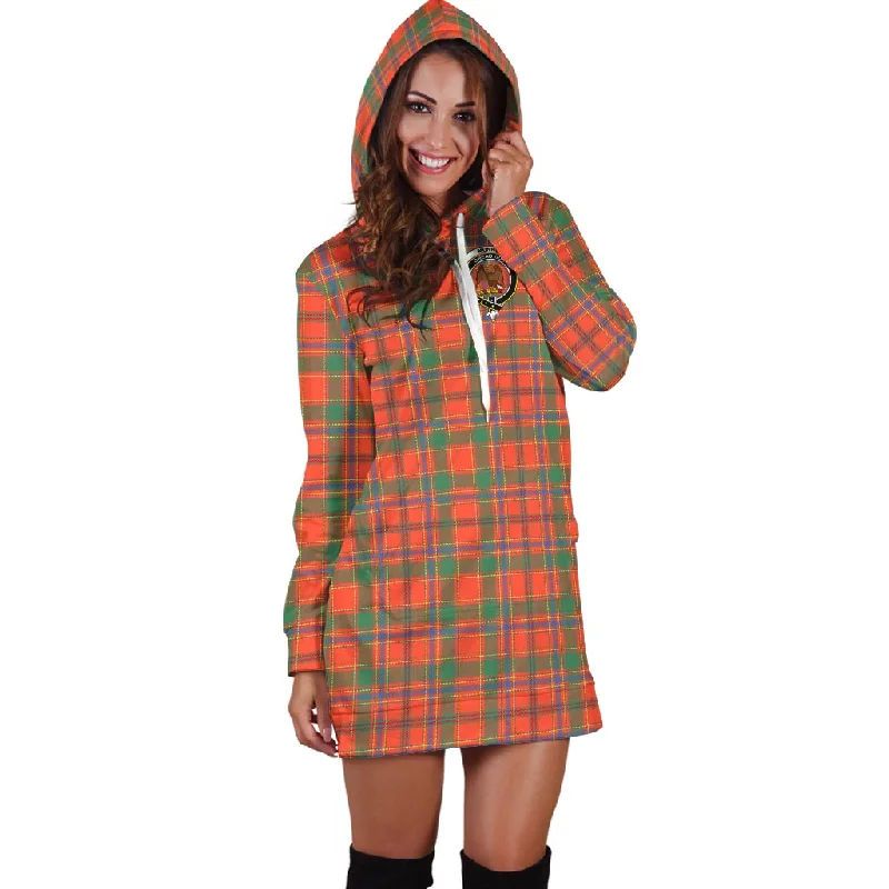 Munro Ancient Tartan Hoodie Dress with Family Crest Long unclassified dresses