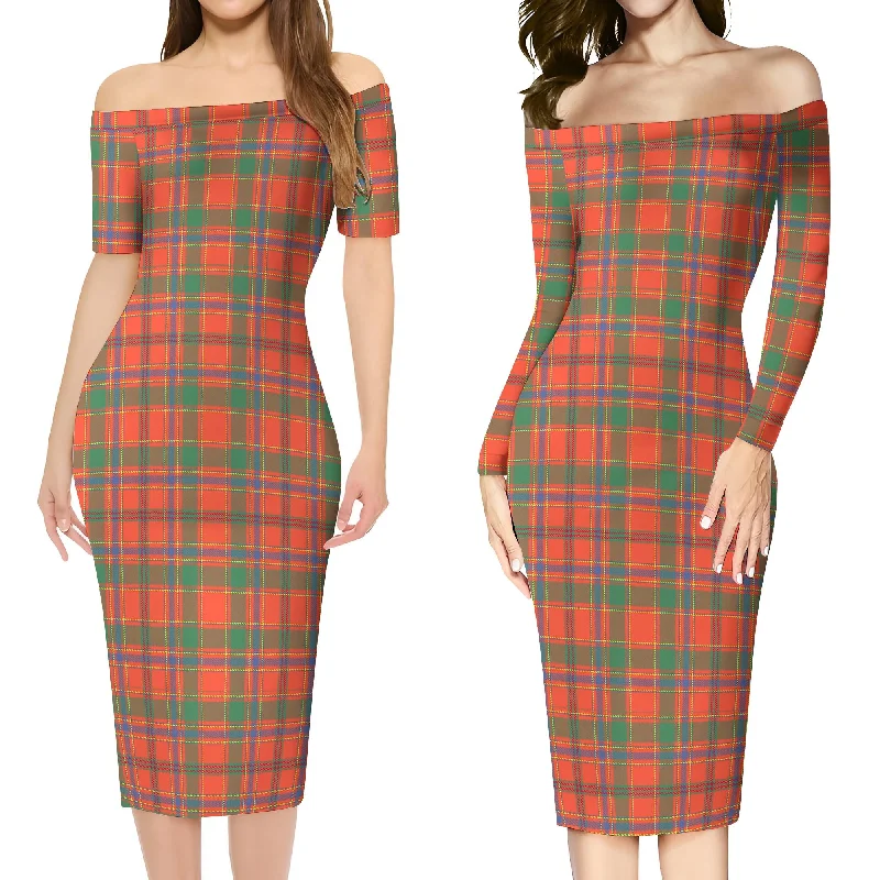 Munro Ancient Tartan Off Shoulder Lady Dress Smocked unclassified dresses