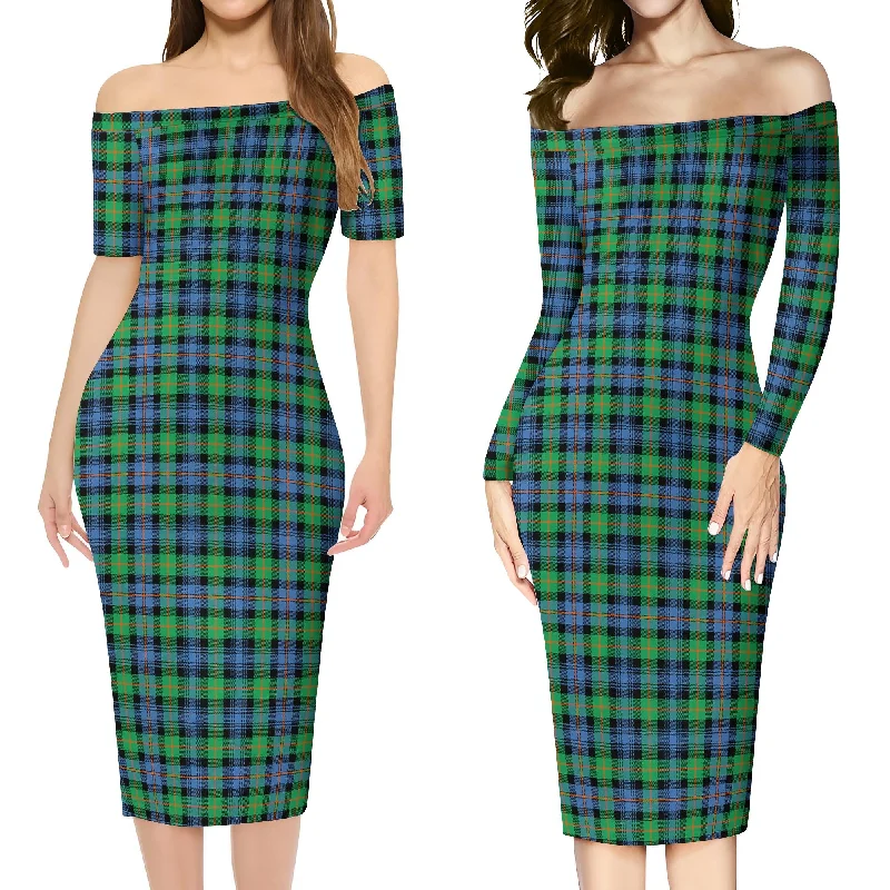 Murray of Atholl Ancient Tartan Off Shoulder Lady Dress Soft fabric unclassified dresses