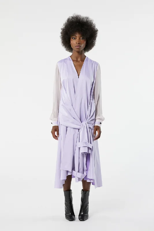 NEVADA lilac - cotton knotted dress Ruched unclassified dresses