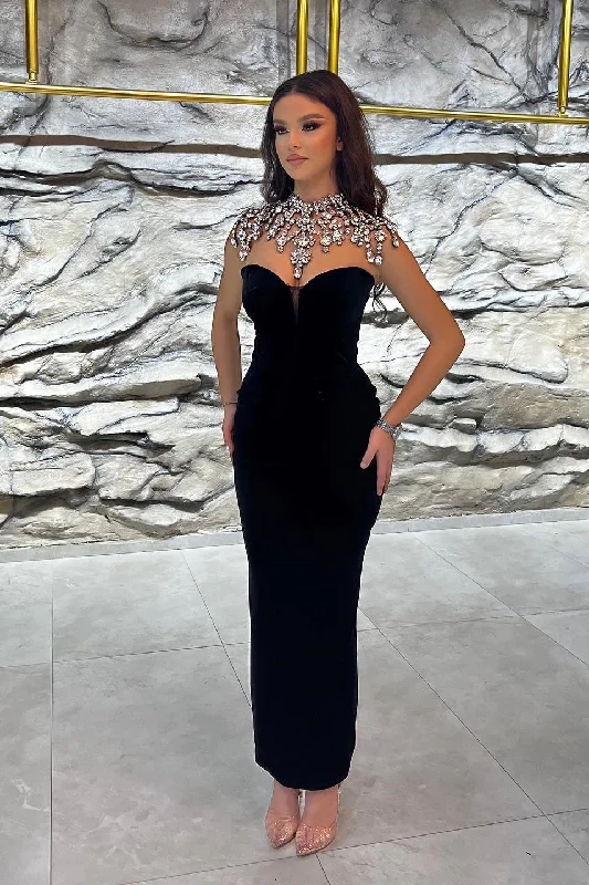 New Arrival Black Ankle-Length V-Neck Sleeveless Mermaid Prom Dresses Long sleeve unclassified dresses