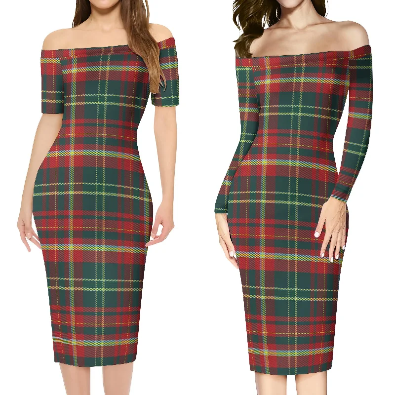 New Brunswick Province Canada Tartan Off Shoulder Lady Dress Trendy unclassified dresses