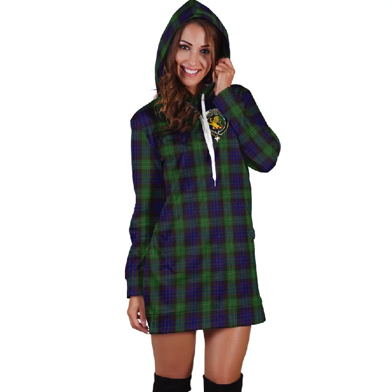 Nicolson Green Hunting Tartan Hoodie Dress with Family Crest Preppy unclassified dresses