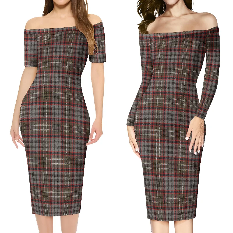 Nicolson Hunting Weathered Tartan Off Shoulder Lady Dress Tulle unclassified dresses