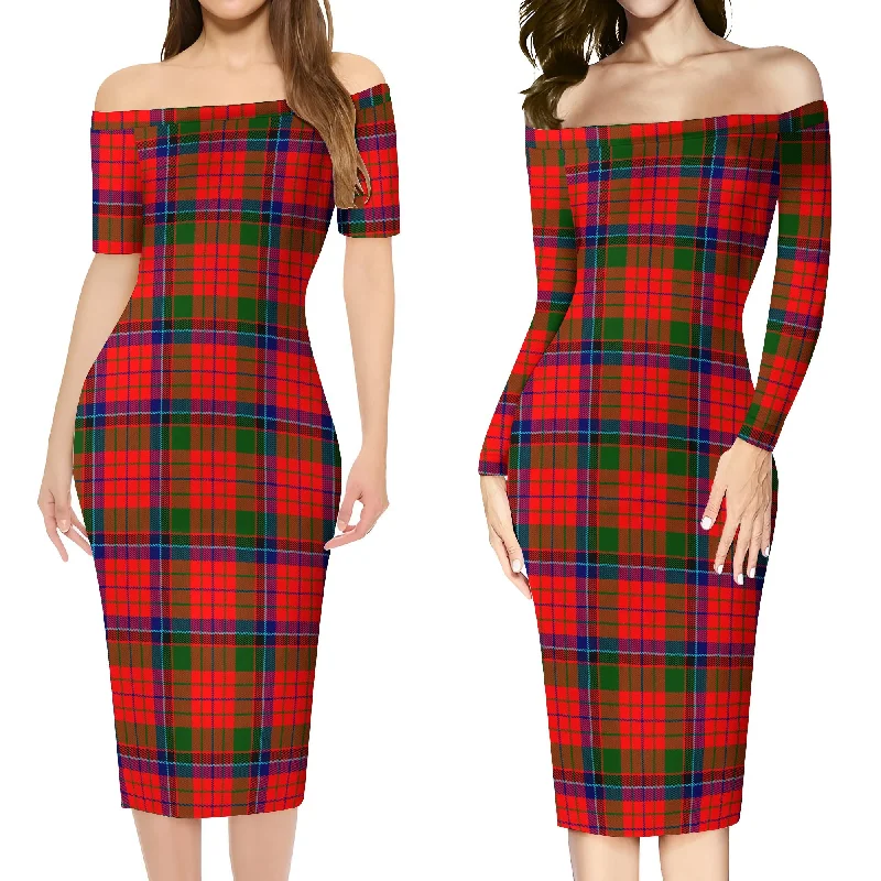 Nicolson Modern Tartan Off Shoulder Lady Dress Best-selling unclassified dresses