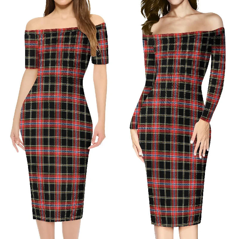 Norwegian Night Tartan Off Shoulder Lady Dress Plus size unclassified dresses