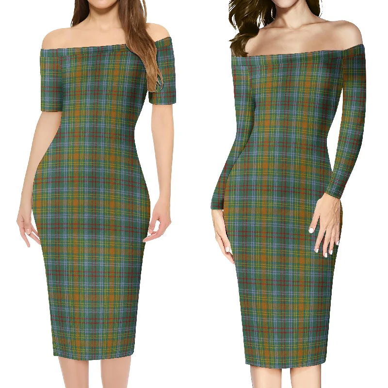 O'Brien Tartan Off Shoulder Lady Dress Silk unclassified dresses