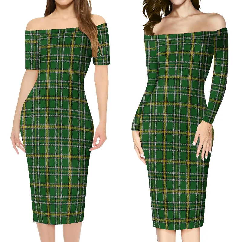 Offaly County Ireland Tartan Off Shoulder Lady Dress Club unclassified dresses