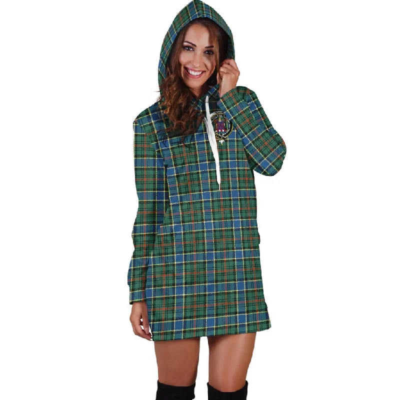 Ogilvie (Ogilvy) Hunting Ancient Tartan Hoodie Dress with Family Crest Ruched unclassified dresses