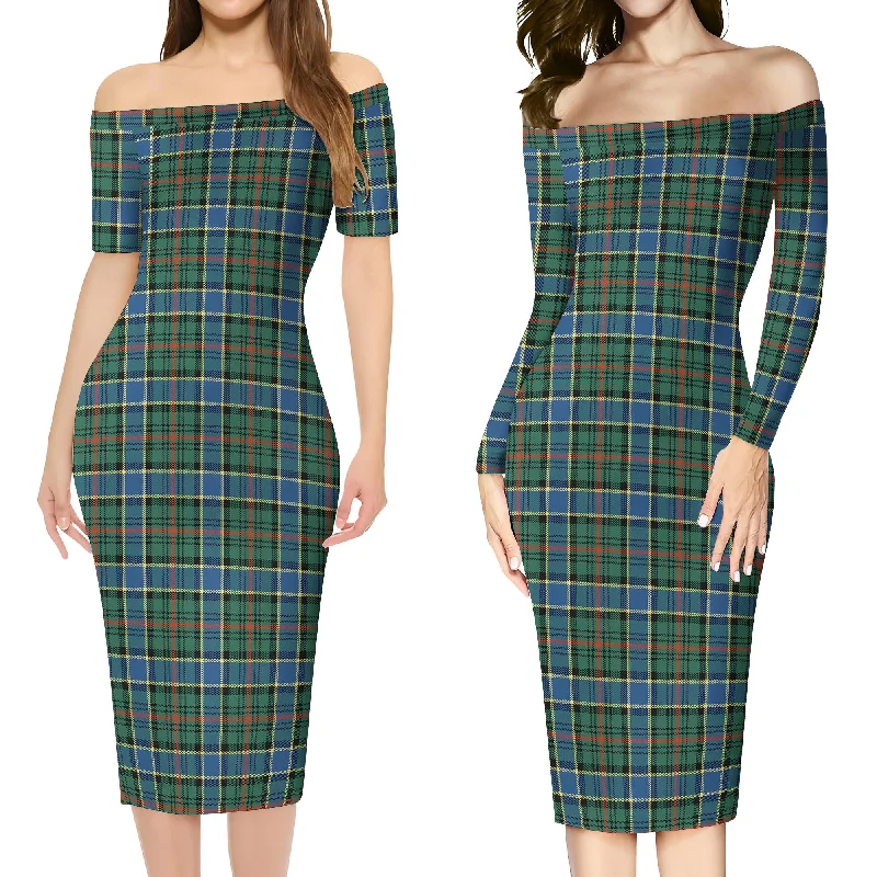 Ogilvie (Ogilvy) Hunting Ancient Tartan Off Shoulder Lady Dress Satin unclassified dresses