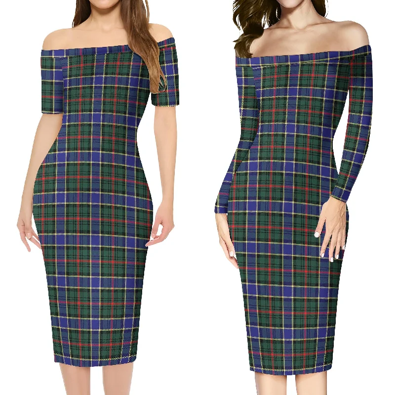 Ogilvie (Ogilvy) Hunting Modern Tartan Off Shoulder Lady Dress Off-shoulder unclassified dresses